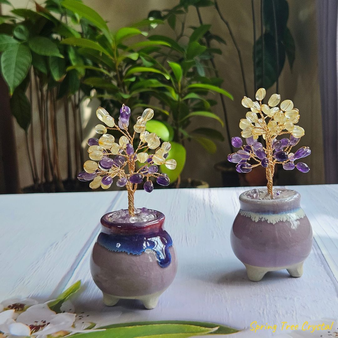 手作水晶樹|黃水晶+紫水晶
