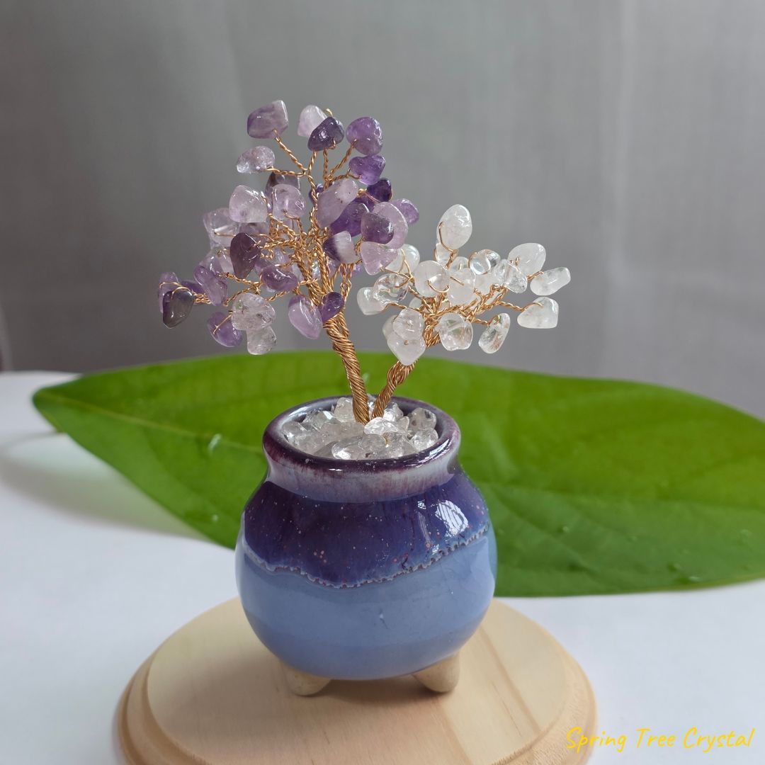 手作水晶樹|紫水晶+白水晶