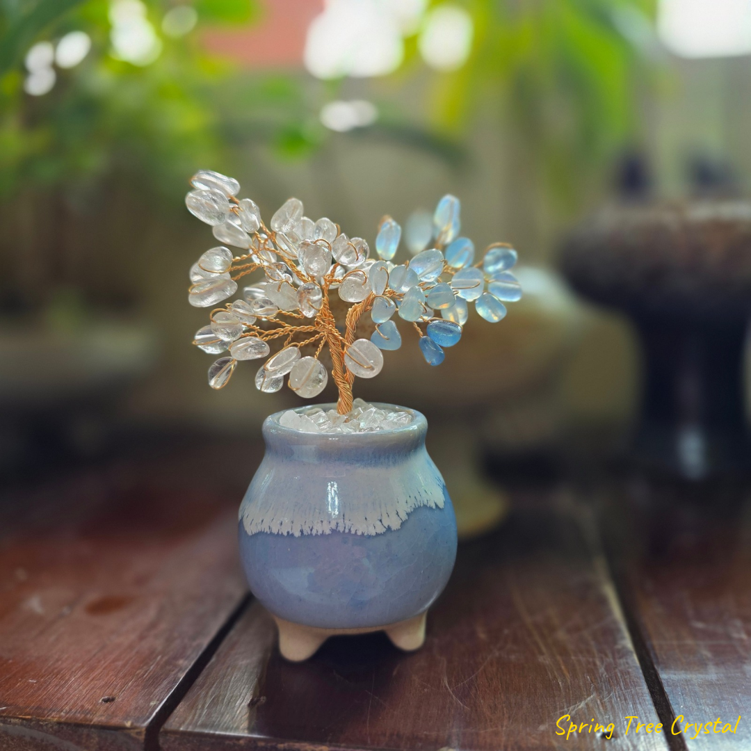 手作水晶寶石樹|白水晶|海藍寶