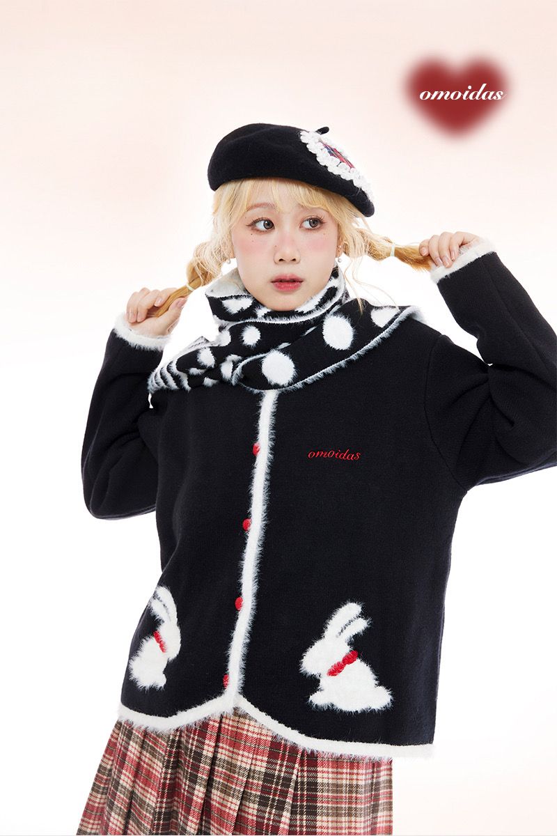 黑白絨絨兔子仿貂毛外套