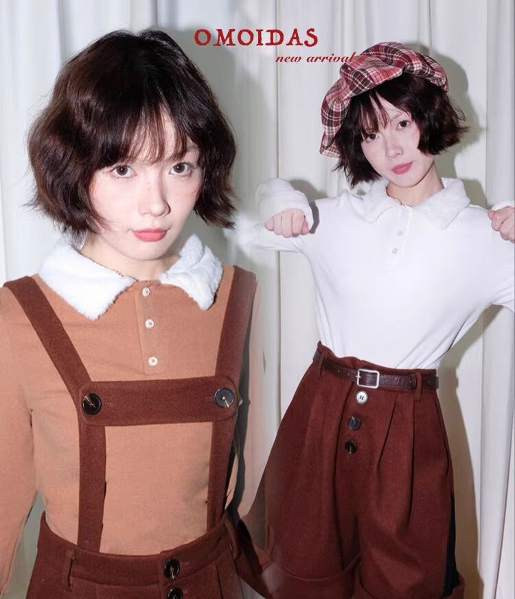 兔毛領保暖加厚打底polo 2色