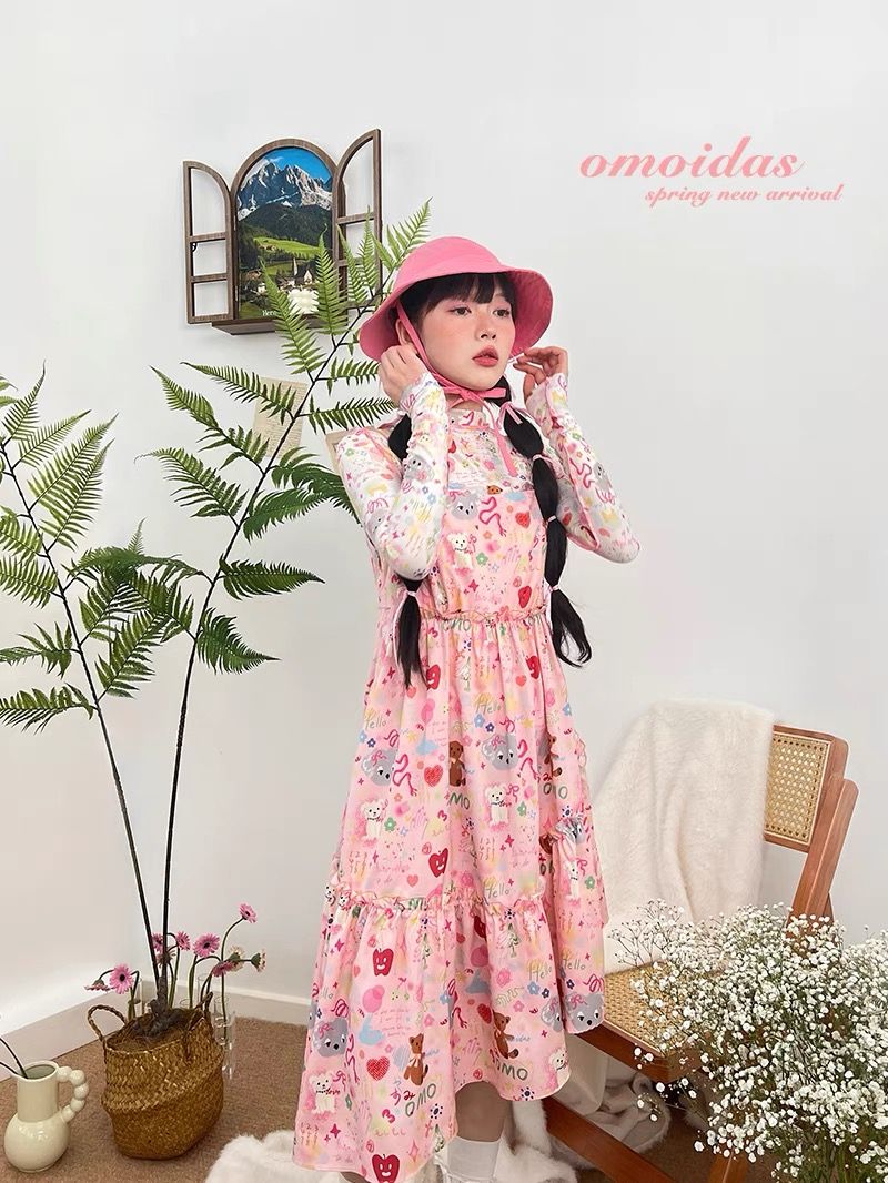 可愛森林小動物吊帶裙