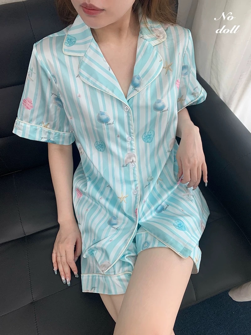 冰絲緞面夢幻海洋睡衣