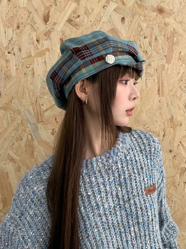 加價購 ✧˖° 霧霾藍/粉黑學院風雲朵帽 顯臉小/大頭小頭適用