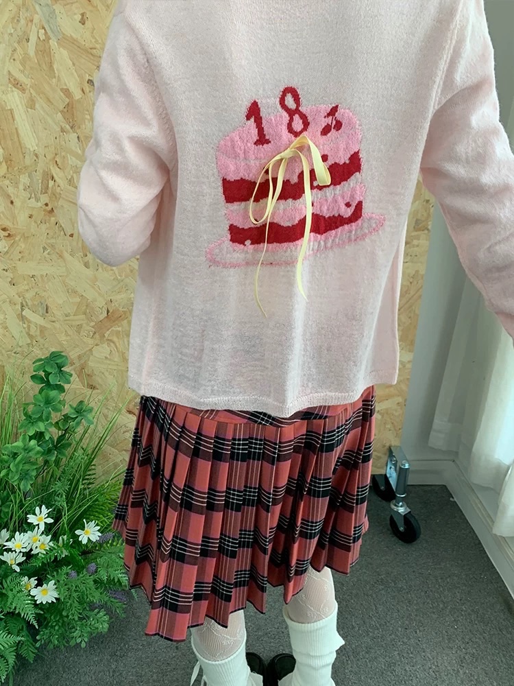 蛋糕提花馬海毛開衫