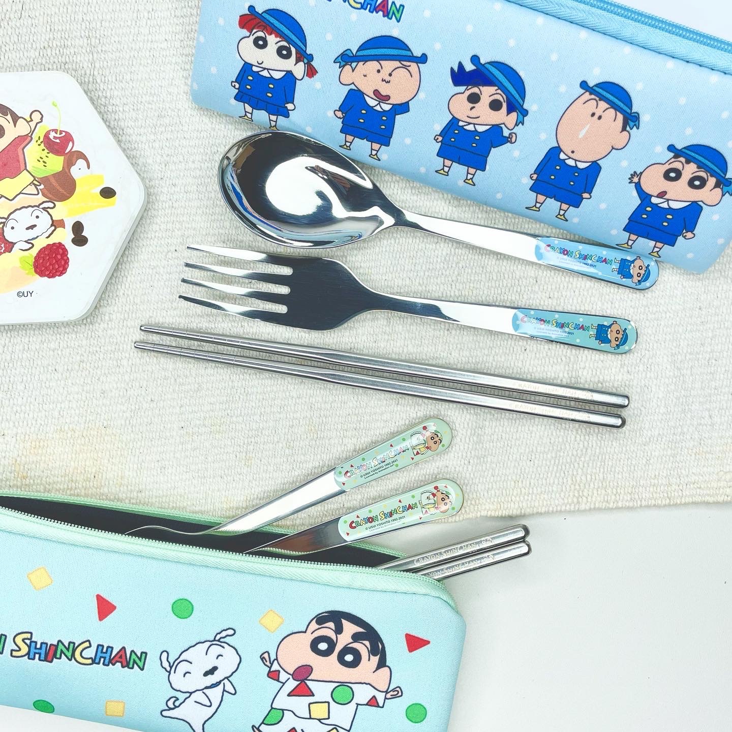 蠟筆小新 不鏽鋼餐具組 304餐具 三件事餐具組 【正版授權】【台灣現貨】叭布玩具