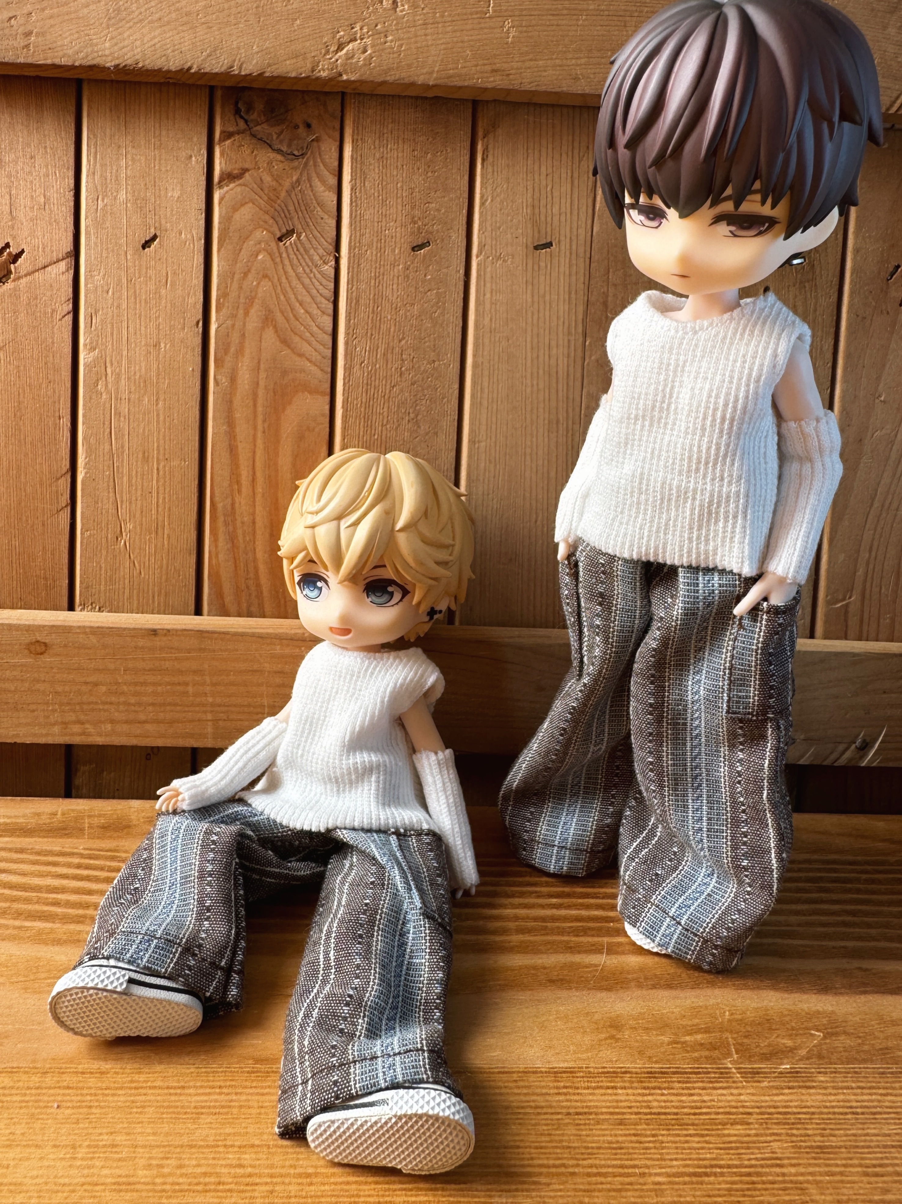 阿巳2、3條紋闊腿褲