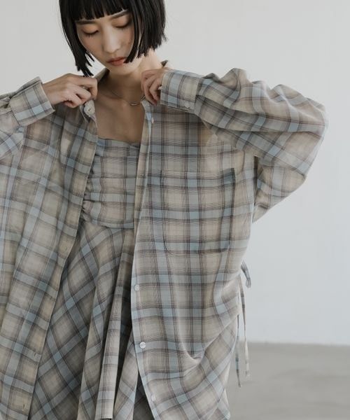 LOWRYS FARM 透膚格紋襯衫（長款） 三色