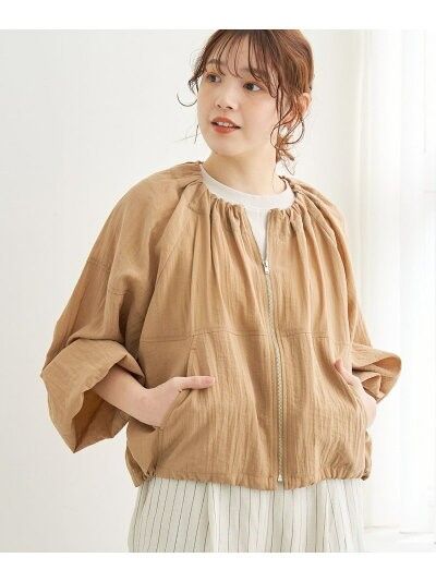 Coen 圓領褶皺拉鍊短外套 四色