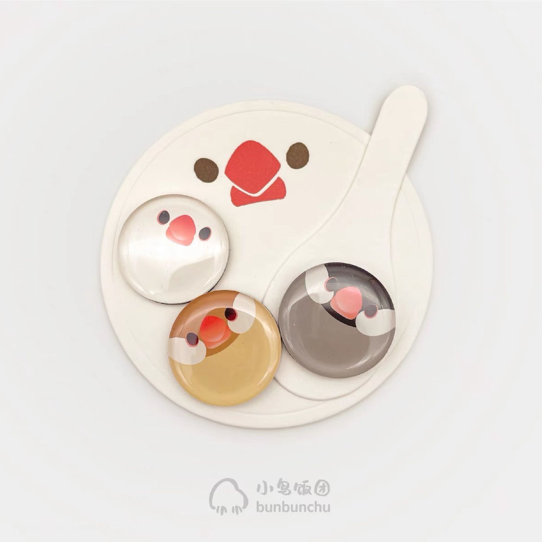 【小鳥飯糰】湯圓文鳥水晶加厚磁鐵/組合@bunbunchu_