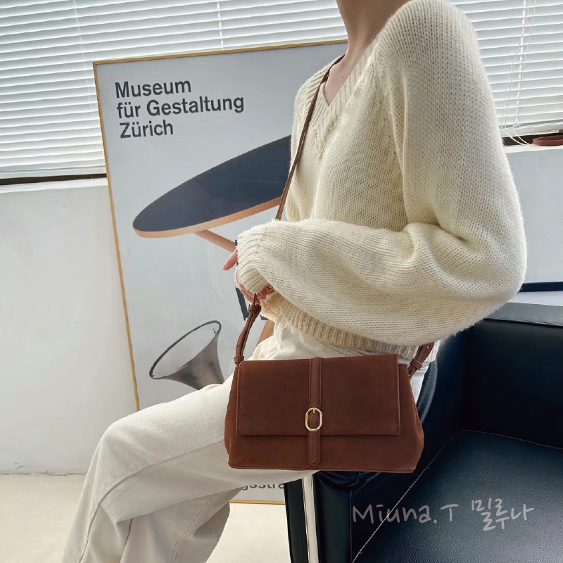 🤎麂皮復古郵差包 焦糖色翻毛 雙肩帶 可斜背