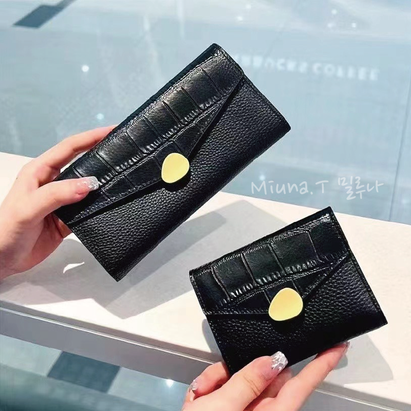 💗純牛皮 荔枝紋長短夾