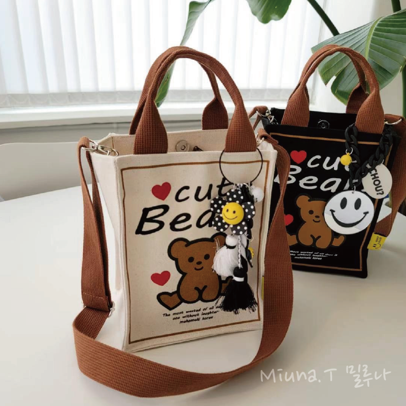 🧸韓國MAKOMAKI 小熊帆布包