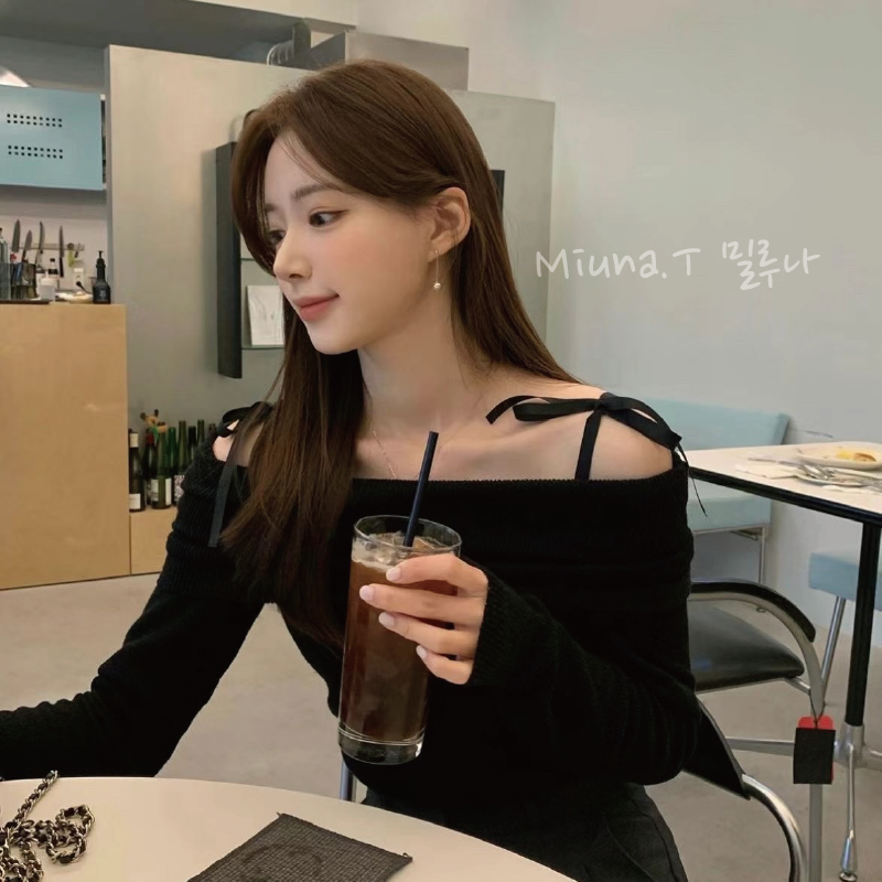 🎀韓國LUBRY 平口蝴蝶結針織上衣