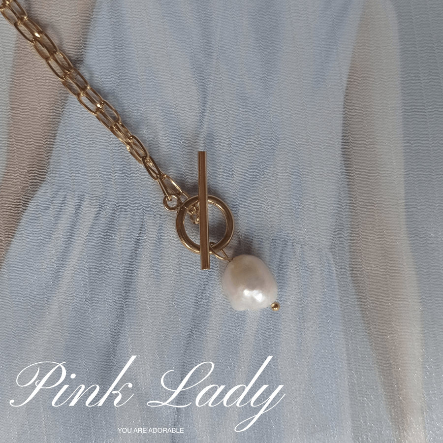 粉女飾『317 巴洛克珍珠-半球粗鍊款』現貨。天然珍珠 金色 歐美風。珍珠項鍊 珍珠項鏈 吊墜項鍊 垂墜項鍊