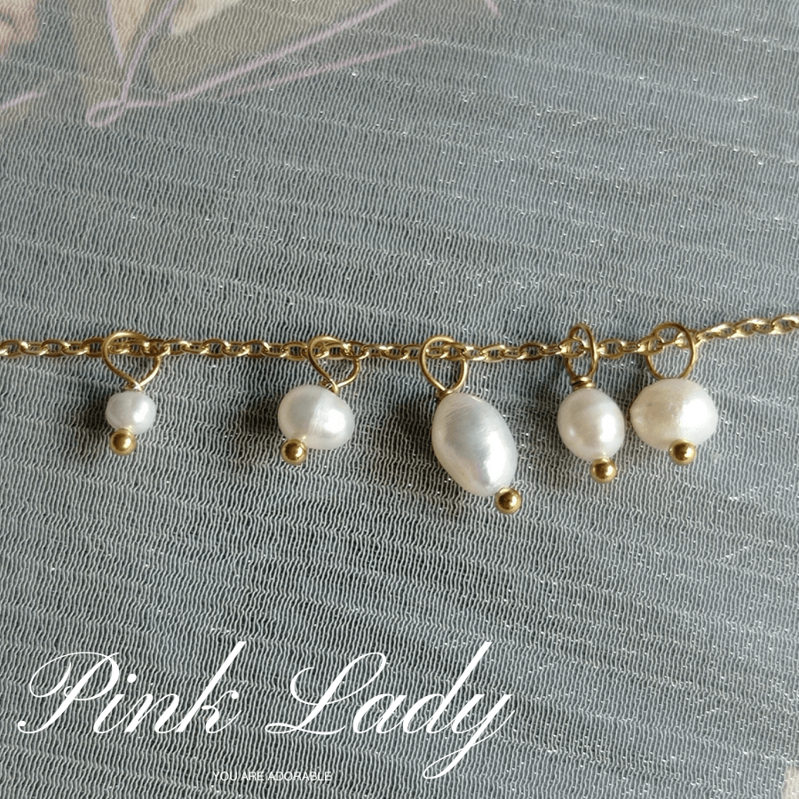 粉女飾『316 巴洛克珍珠項鍊-五珠款』現貨。天然珍珠 金色 歐美風 可拆戴。珍珠項鍊 珍珠項鏈 珍珠耳環 珍珠手鍊