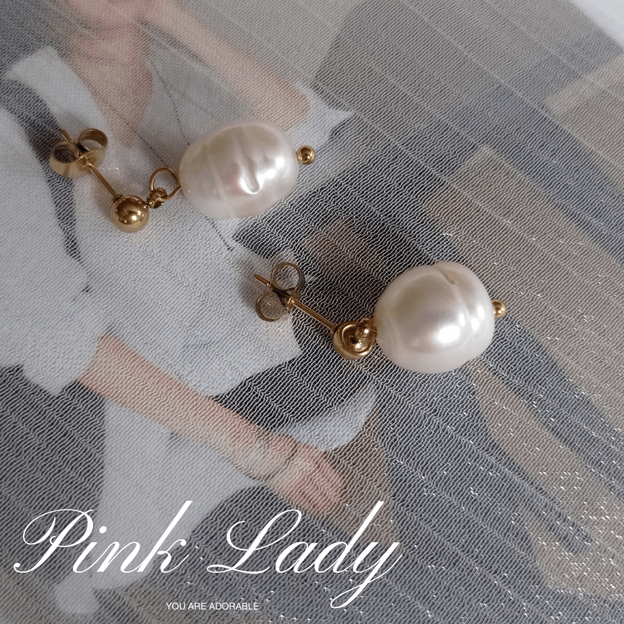 粉女飾『327 巴洛克珍珠-簡約垂墜款』現貨。天然珍珠 金色 歐美風。珍珠耳環 珍珠耳釘 鈦鋼耳環 鈦鋼耳針 歐美耳環