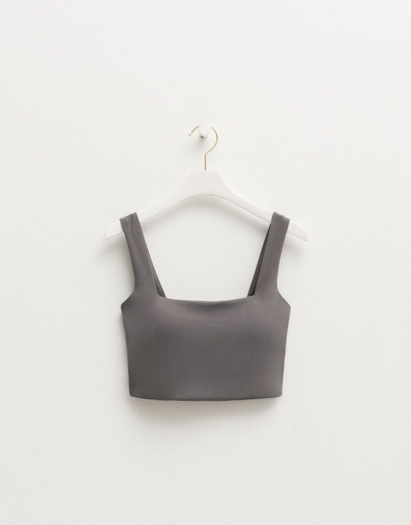 全新轉售 WEAR TO EAT 超包覆零副乳方領Bra T 岩石灰