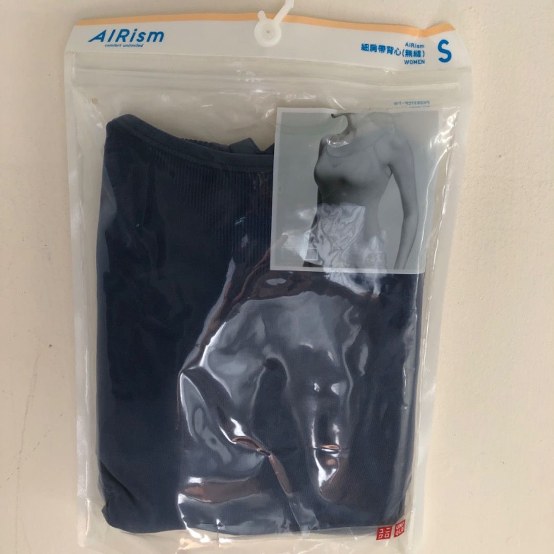 全新轉售 UNIQLO AIRism 細肩帶無縫背心 藍色