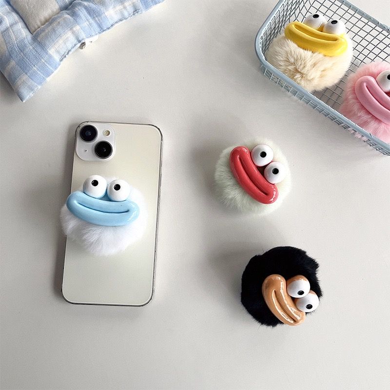 毛絨搞怪大嘴巴公仔手機氣囊支架