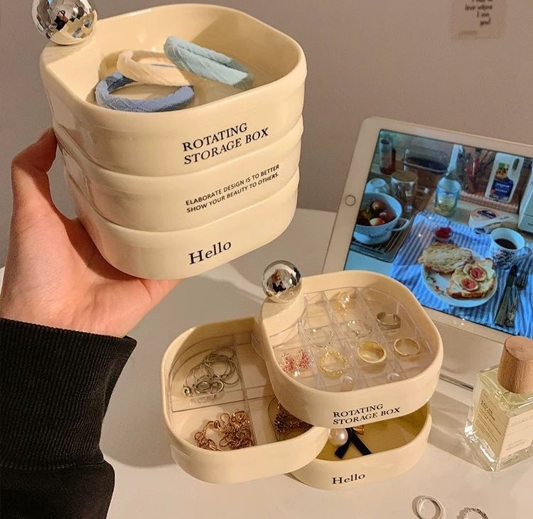 四款ins風三層旋轉小型首飾盒