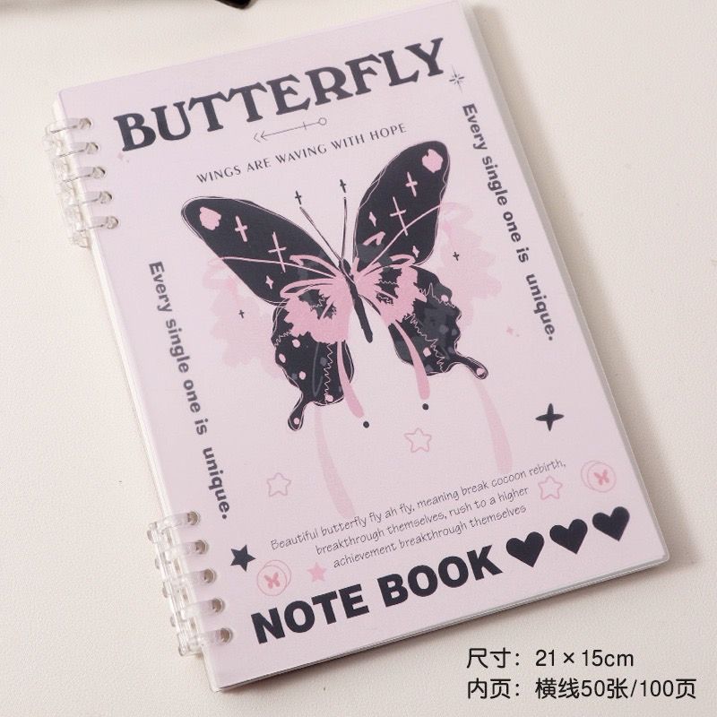 學生少女蝴蝶活頁本美式線圈筆記本
