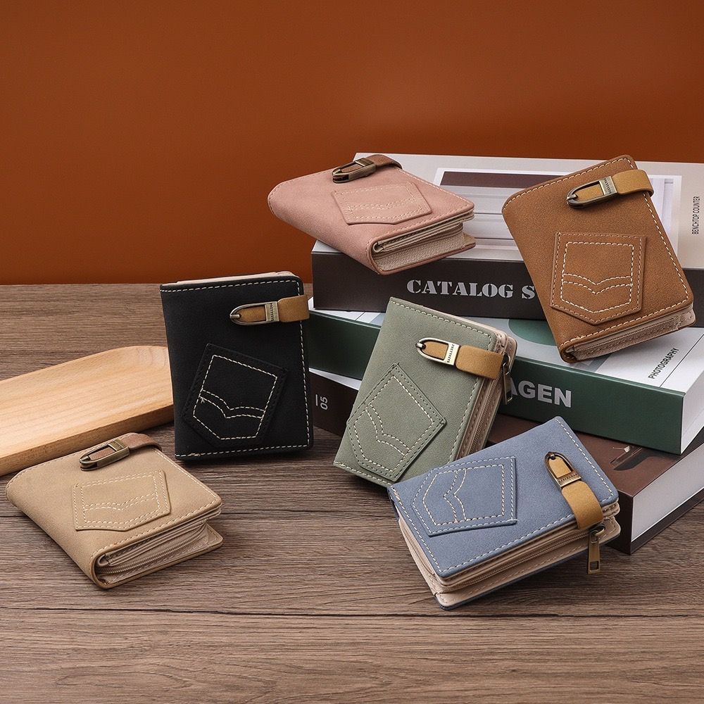 復古磨砂小巧學生錢包