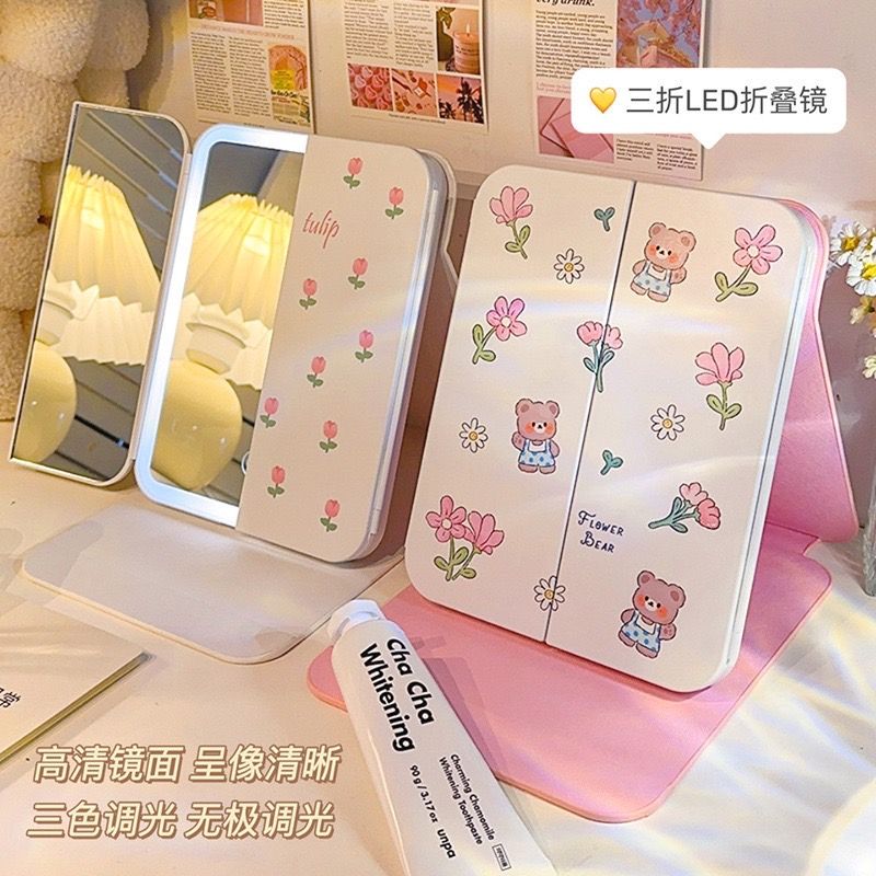 折疊led帶燈便攜補妝鏡