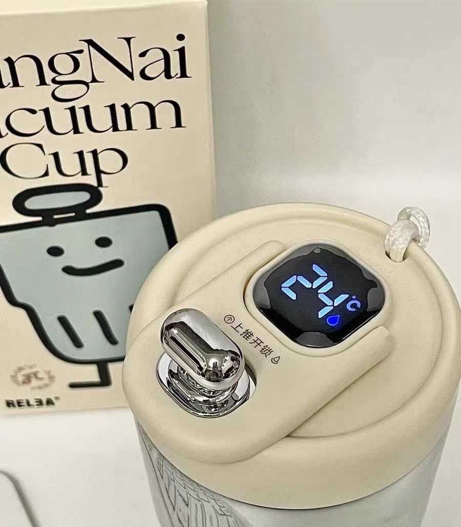 410ml物生物咖啡杯智能顯溫陶瓷內膽保溫杯（五種顏色）