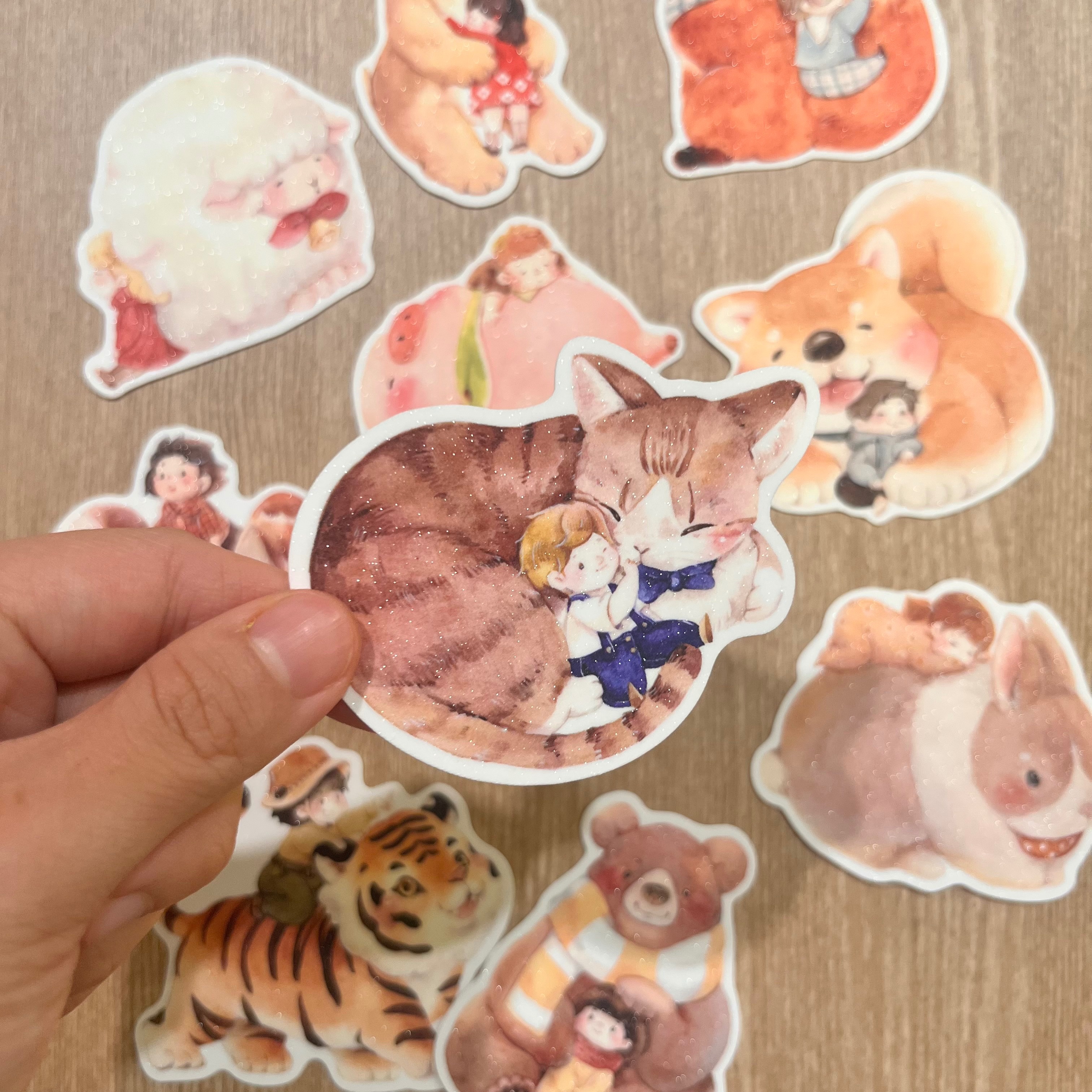 大動物小朋友 星砂貼紙