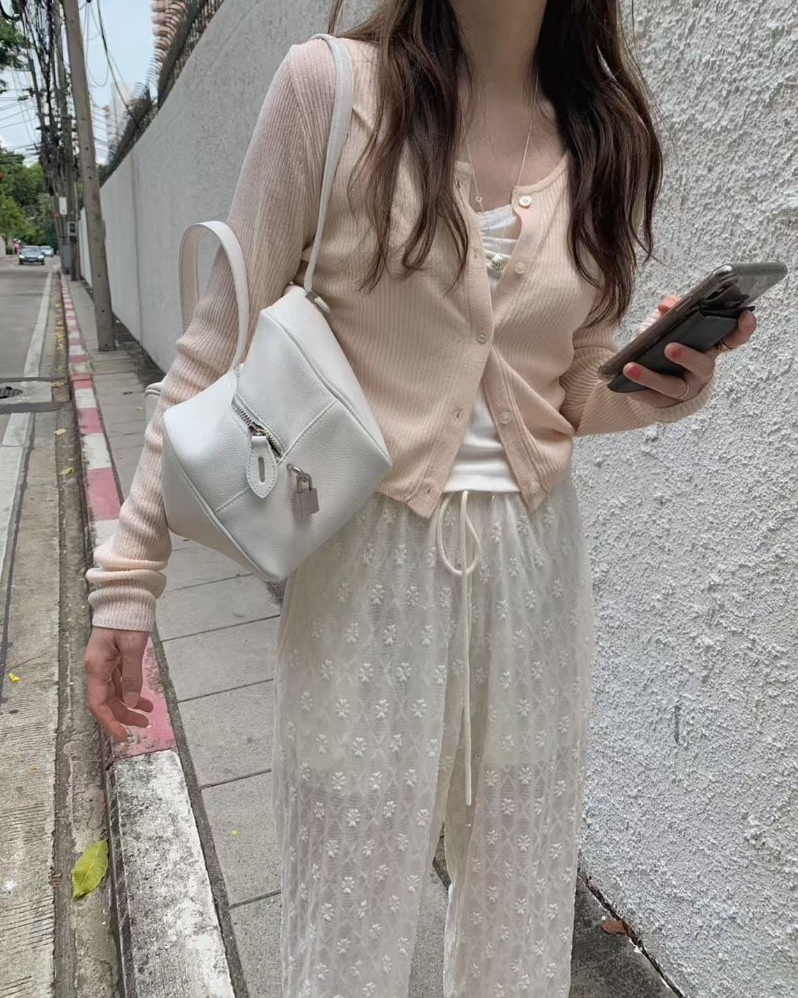 正韓現貨 甜美風信子 法式溫柔鈎花蕾絲親膚長褲