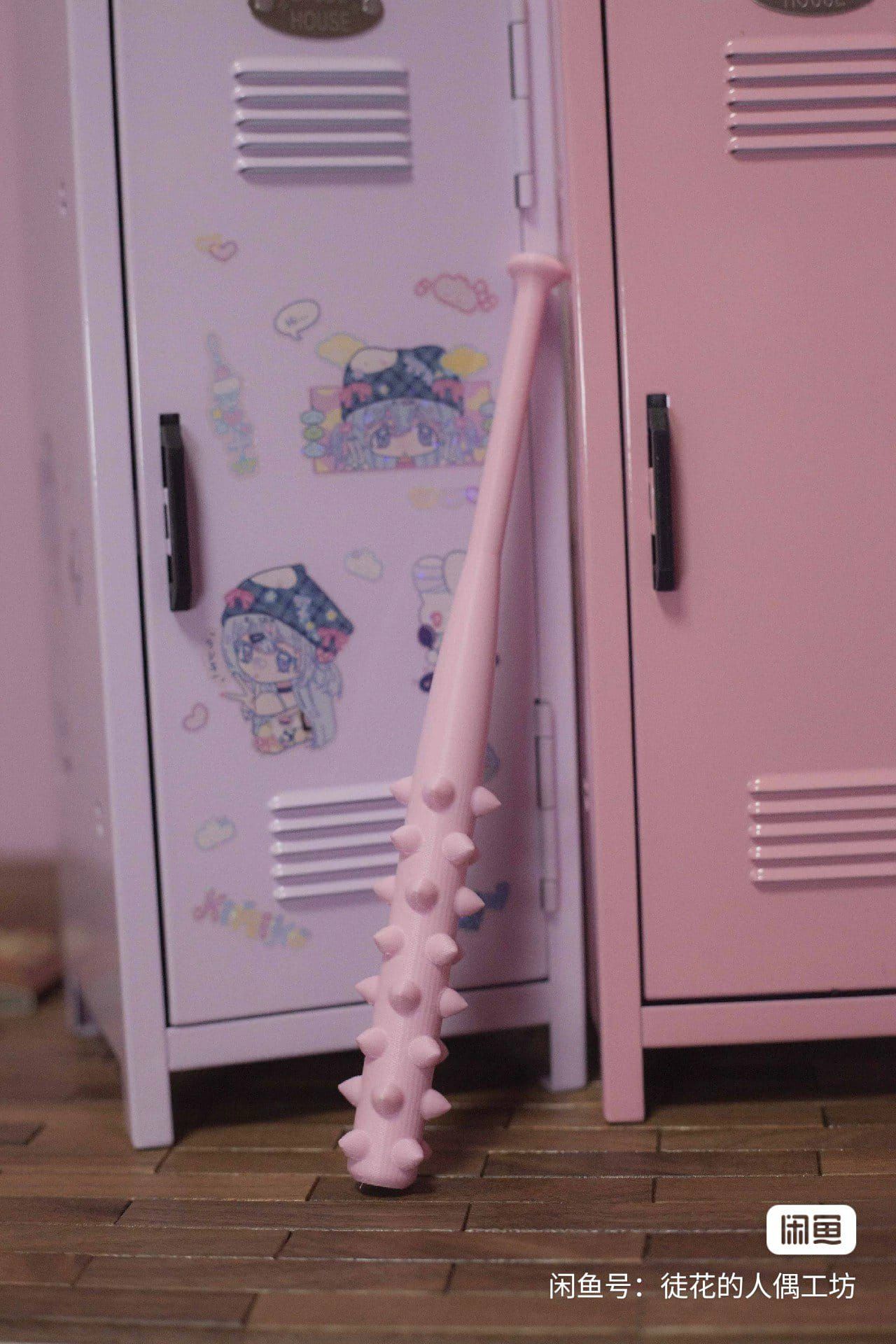 四分粉色狼牙棒，3d列印有層紋