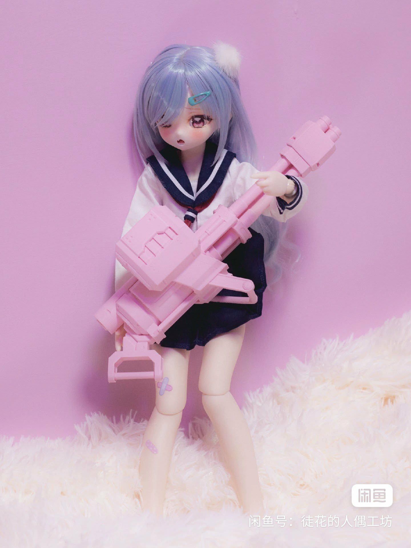 四分粉色機關槍，3D列印有層紋