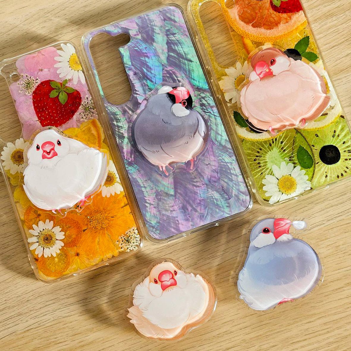 ✦ 文鳥大福 • 滴膠壓克力氣囊手機支架｜共5款 ✦