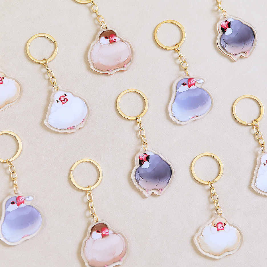 《 ɴᴇᴡ 》文鳥大福 壓克力鑰匙圈吊飾