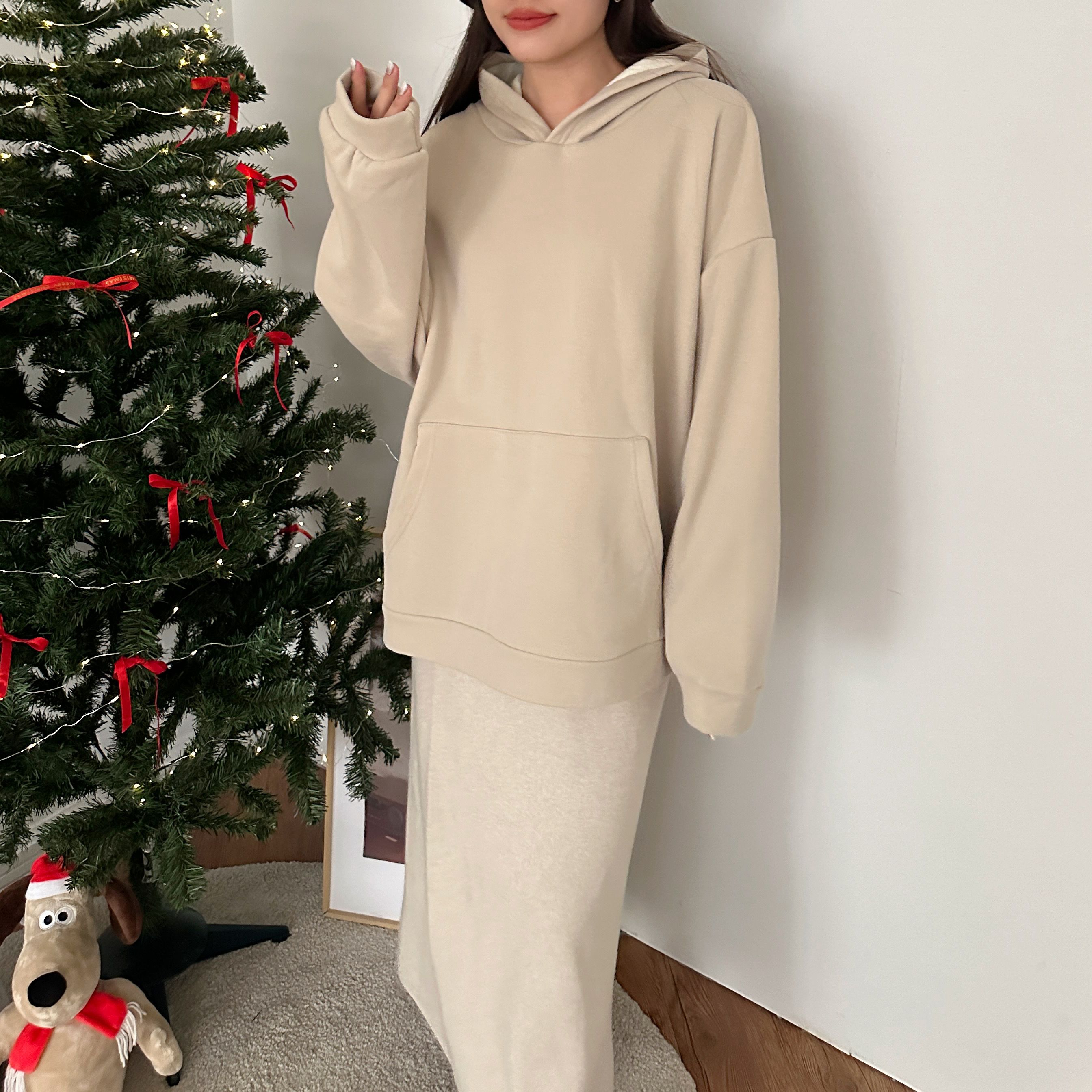 5:55👼－保暖🔥舒服baby絨內裡 寬鬆感口袋連帽Ｔ