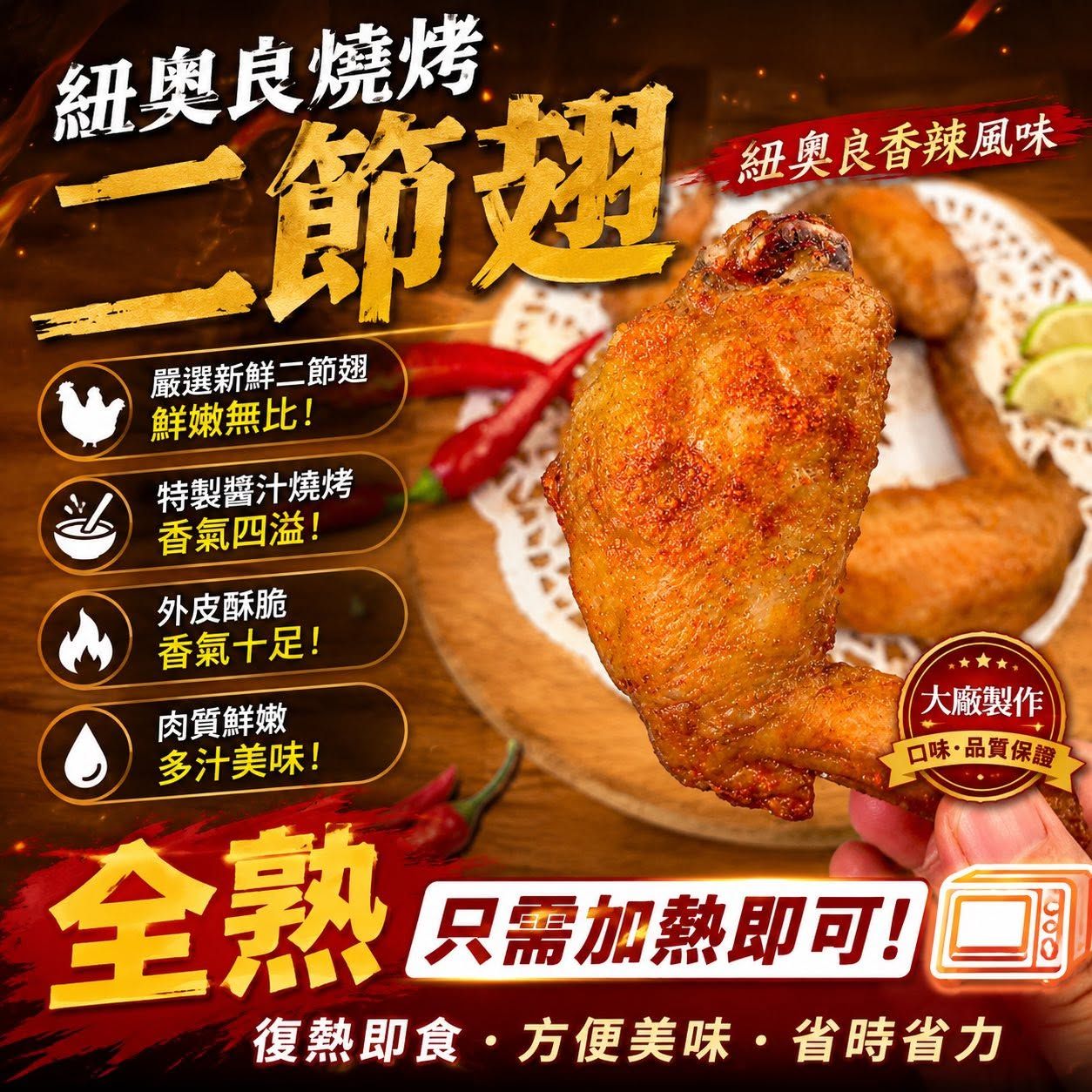 美式熟烤系列｜網路超人氣熱銷王🏆 紐奧良二節翅 ＆ 紐奧良翅小腿