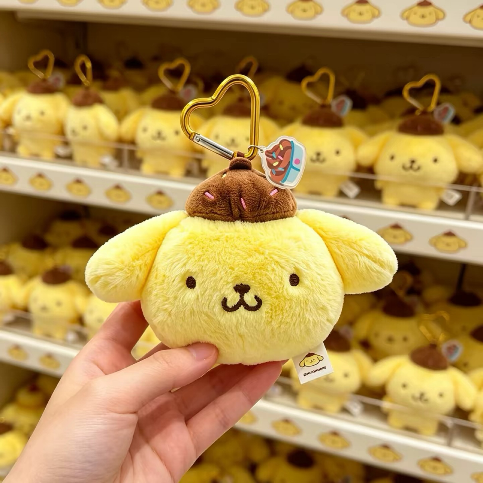 （預購商品❤️）正版三麗鷗布丁狗毛絨公仔愛心鑰匙扣吊飾
