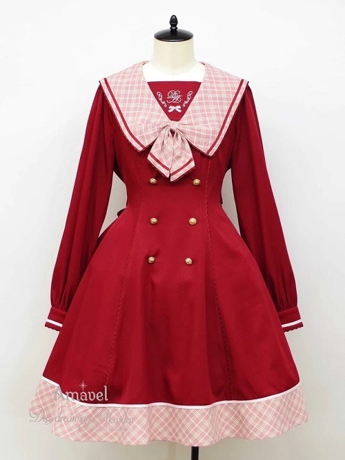 【Amavel】Check Ribbon OP