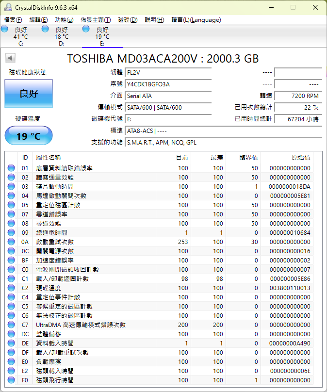 TOSHIBA 3.5＂ 2T硬碟