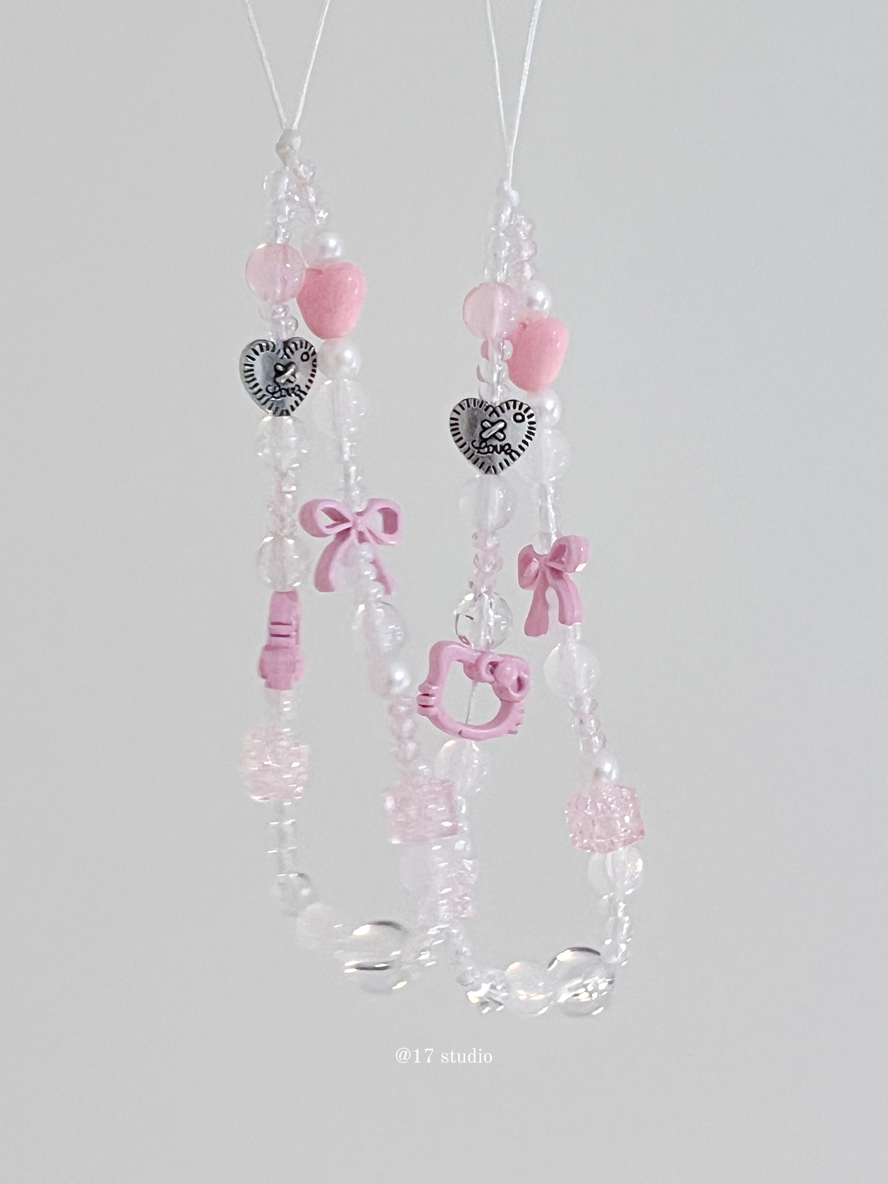 「限量款」Kitty粉晶愛心掛繩