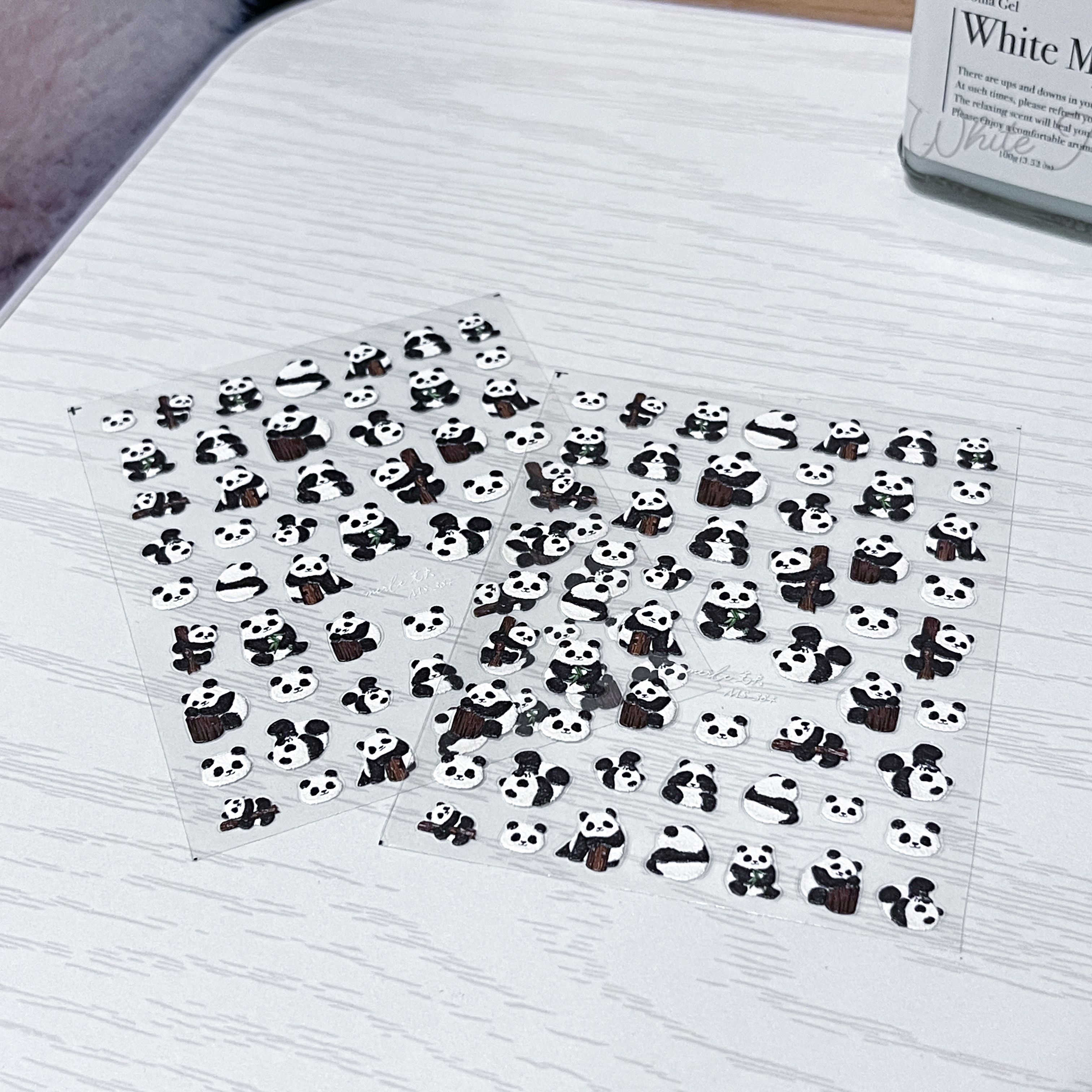 熊貓浮雕美甲貼