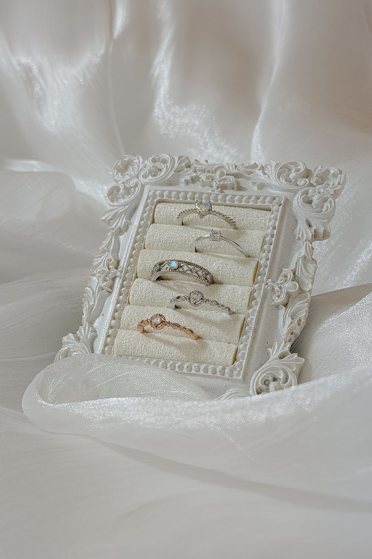 月光石戒指丨通體純銀開口戒