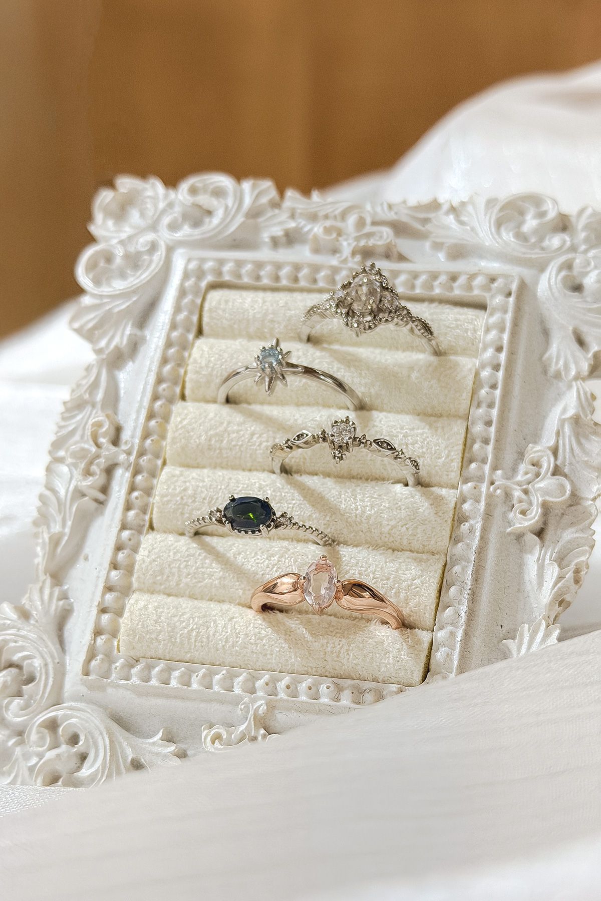 天然石戒指丨通體純銀開口戒