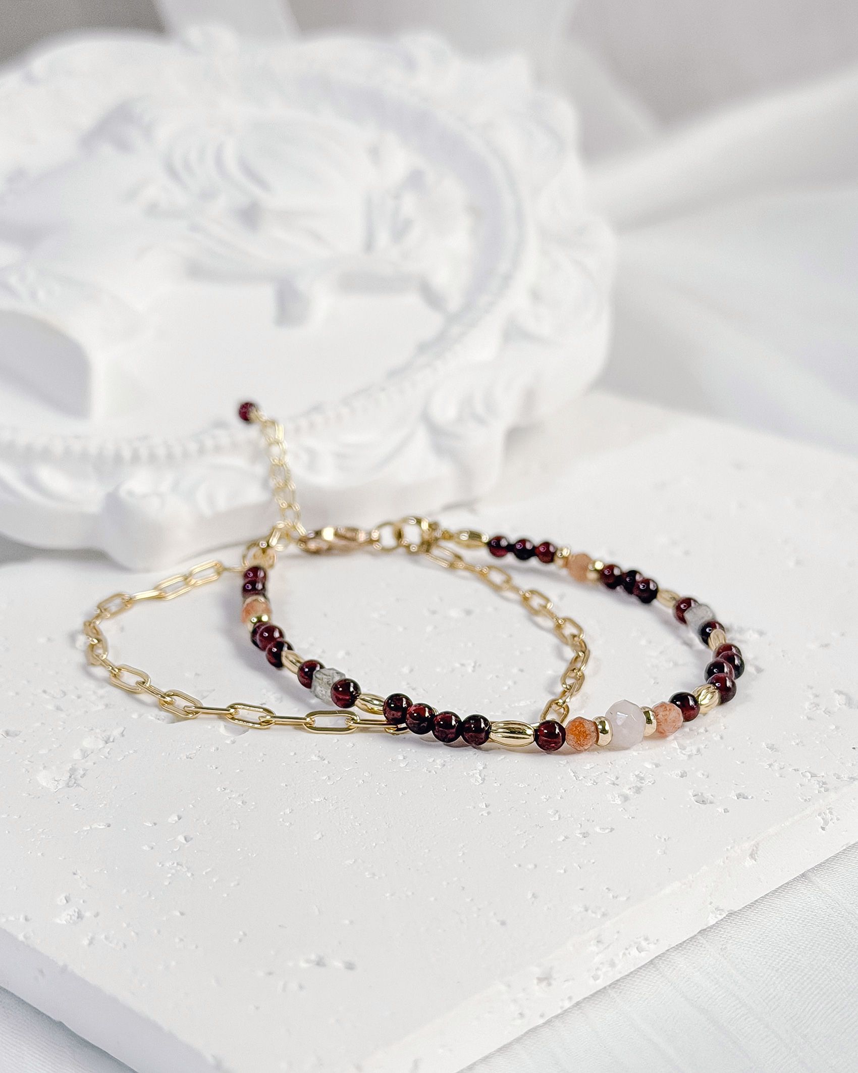 紫氣東來丨迷你天然石雙層手鍊 B50607