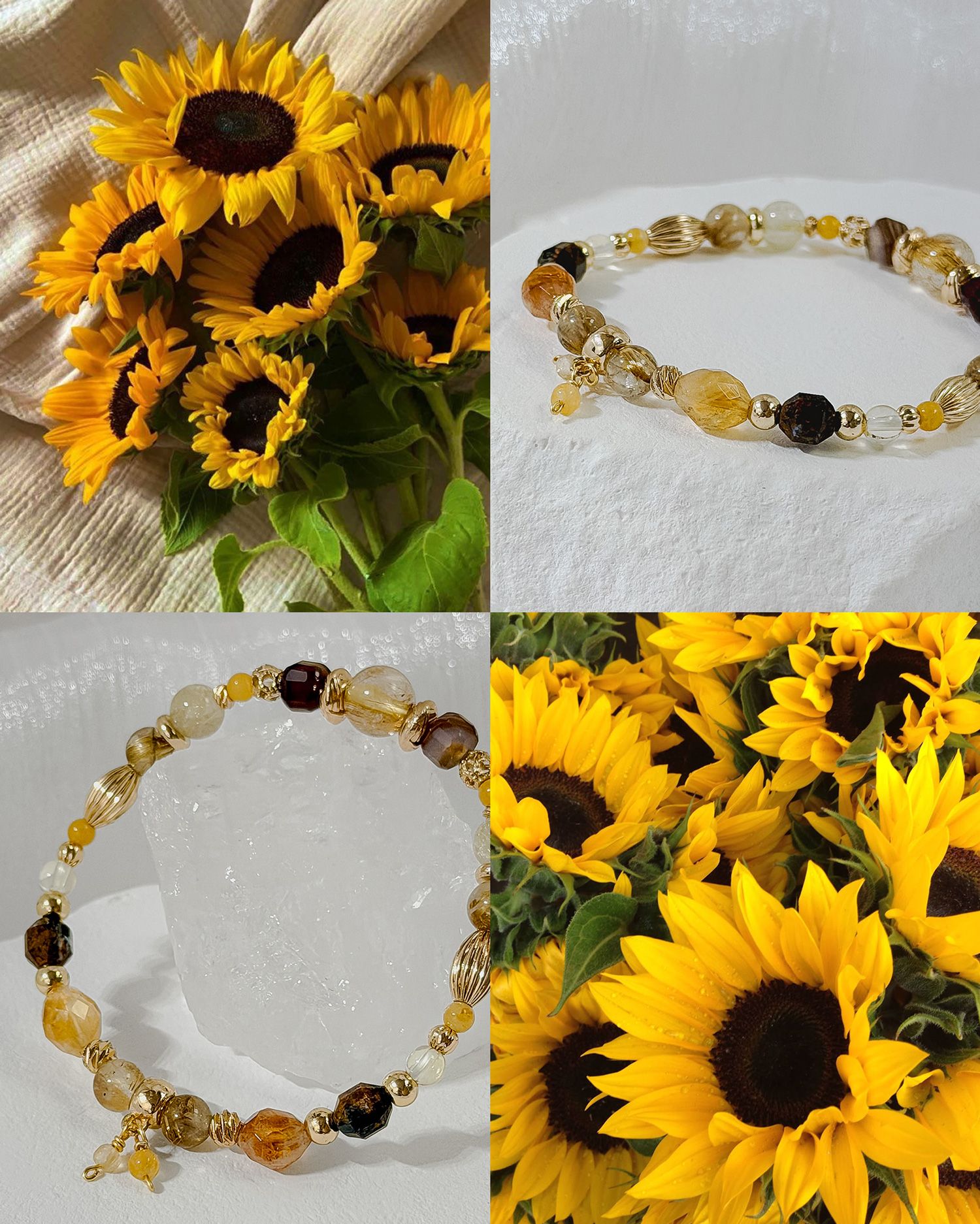 向日葵．花園系列丨天然水晶 設計款手環 B60303