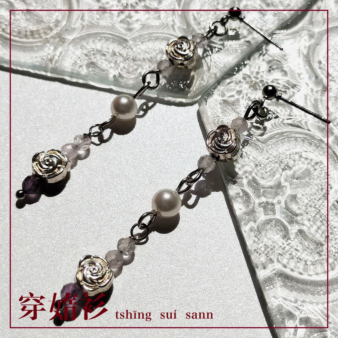 原創水晶飾品 |《獻給想提升自我的你_薰衣草紫水晶耳環》| 室外自然光源拍攝