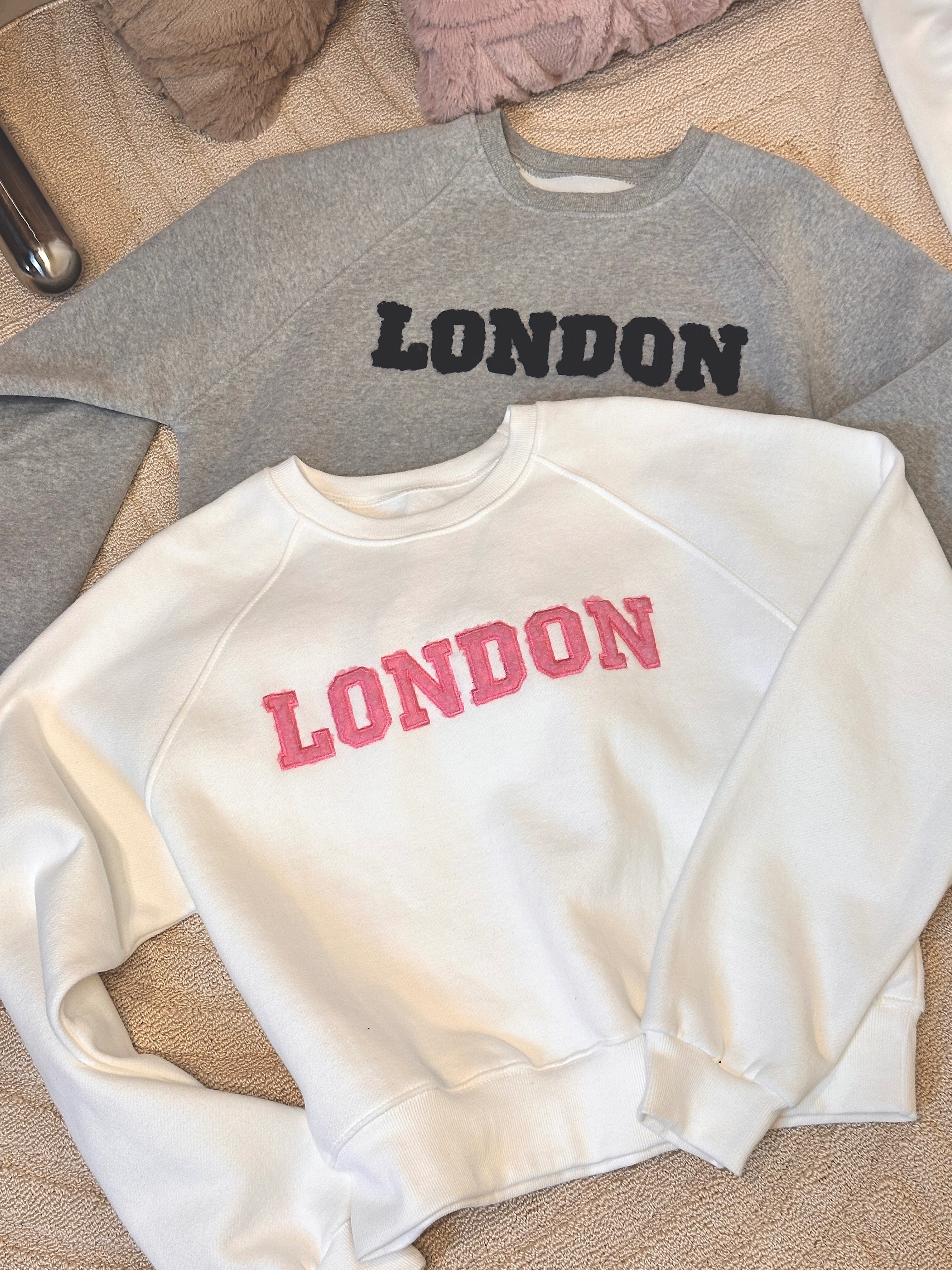 字母LONDON內刷毛大學Ｔ