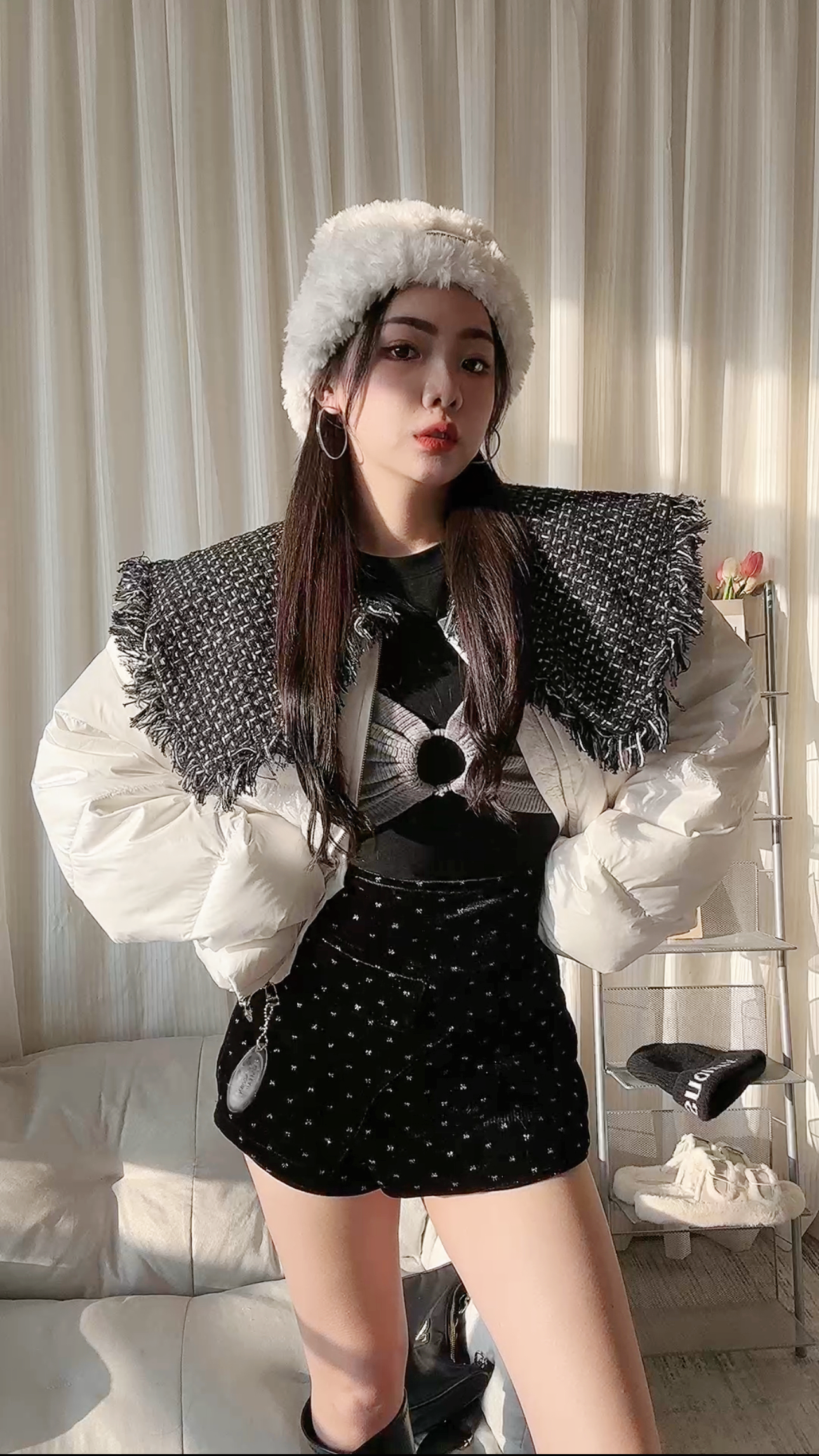 韓國款🇰🇷小香風可愛翻領羽絨外套