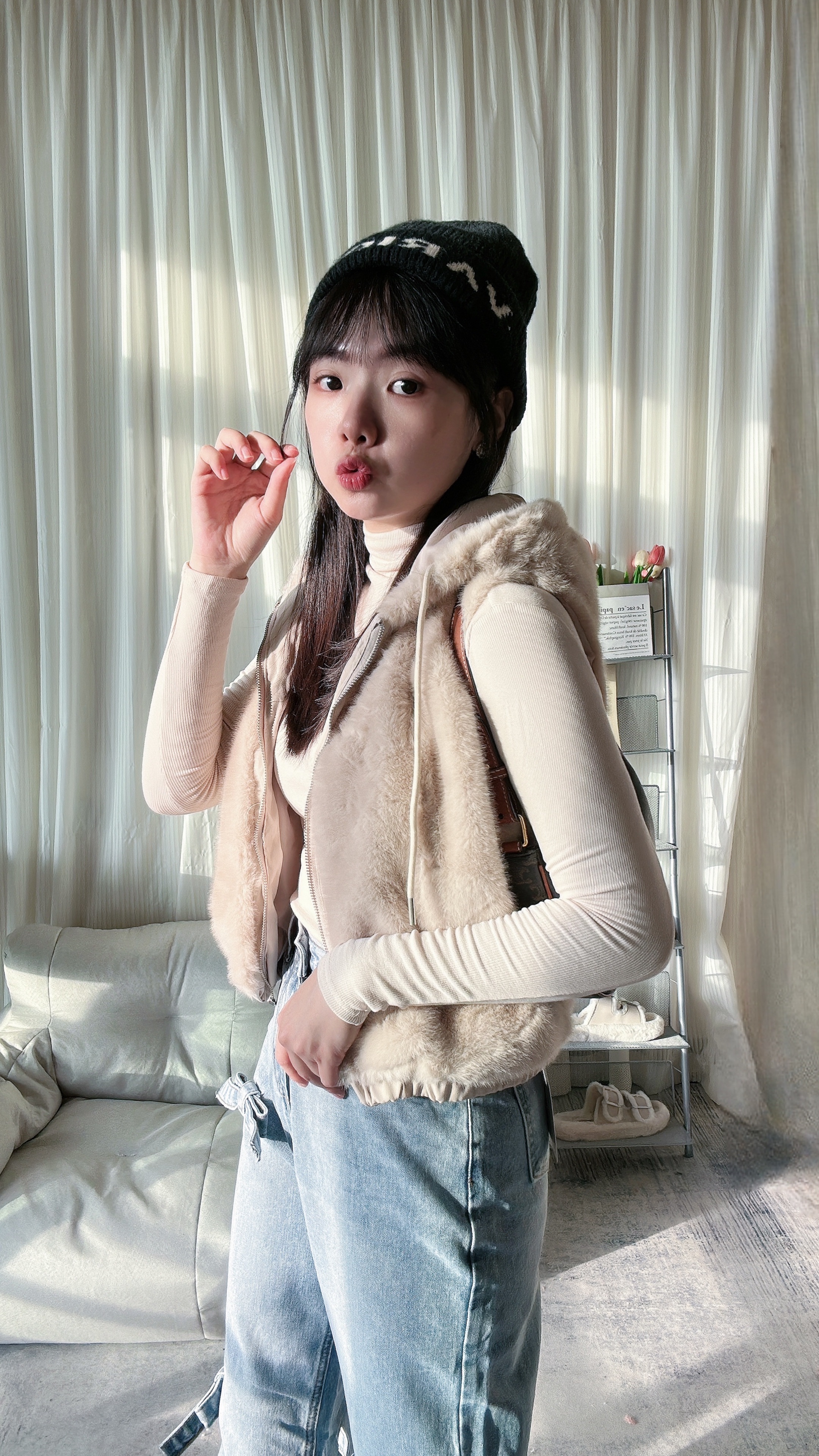 韓國版熊寶寶貂毛背心（材質超好）